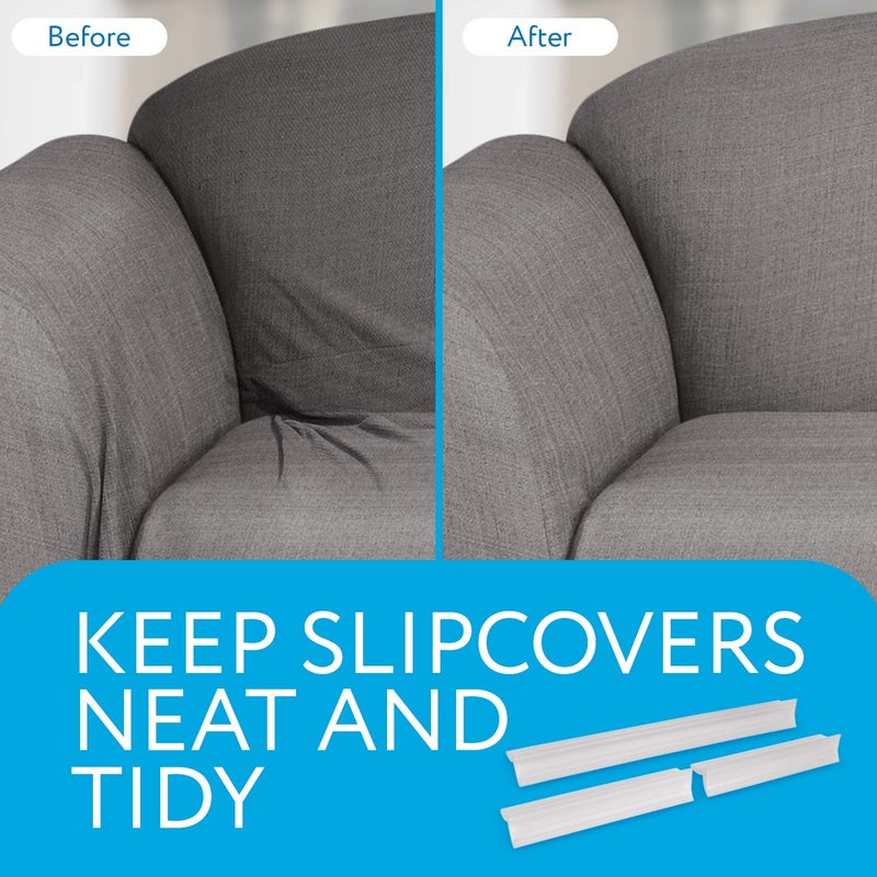 Impresa Sofa Slipcover Tucks - Pack of 7 Clear V-Shaped Anti-Slip & Tuck Grips - Secure Fit & Sofa Cover Inserts - Quick Install & Couch Cover Insert Grips - Image 2